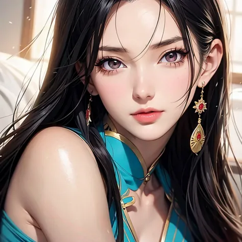 a close-up of an asian woman, nico robin, produced by anime painter studio, realistic anime art style, realistic anime art style...