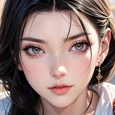 a close-up of an asian woman, nico robin, produced by anime painter studio, realistic anime art style, realistic anime art style...