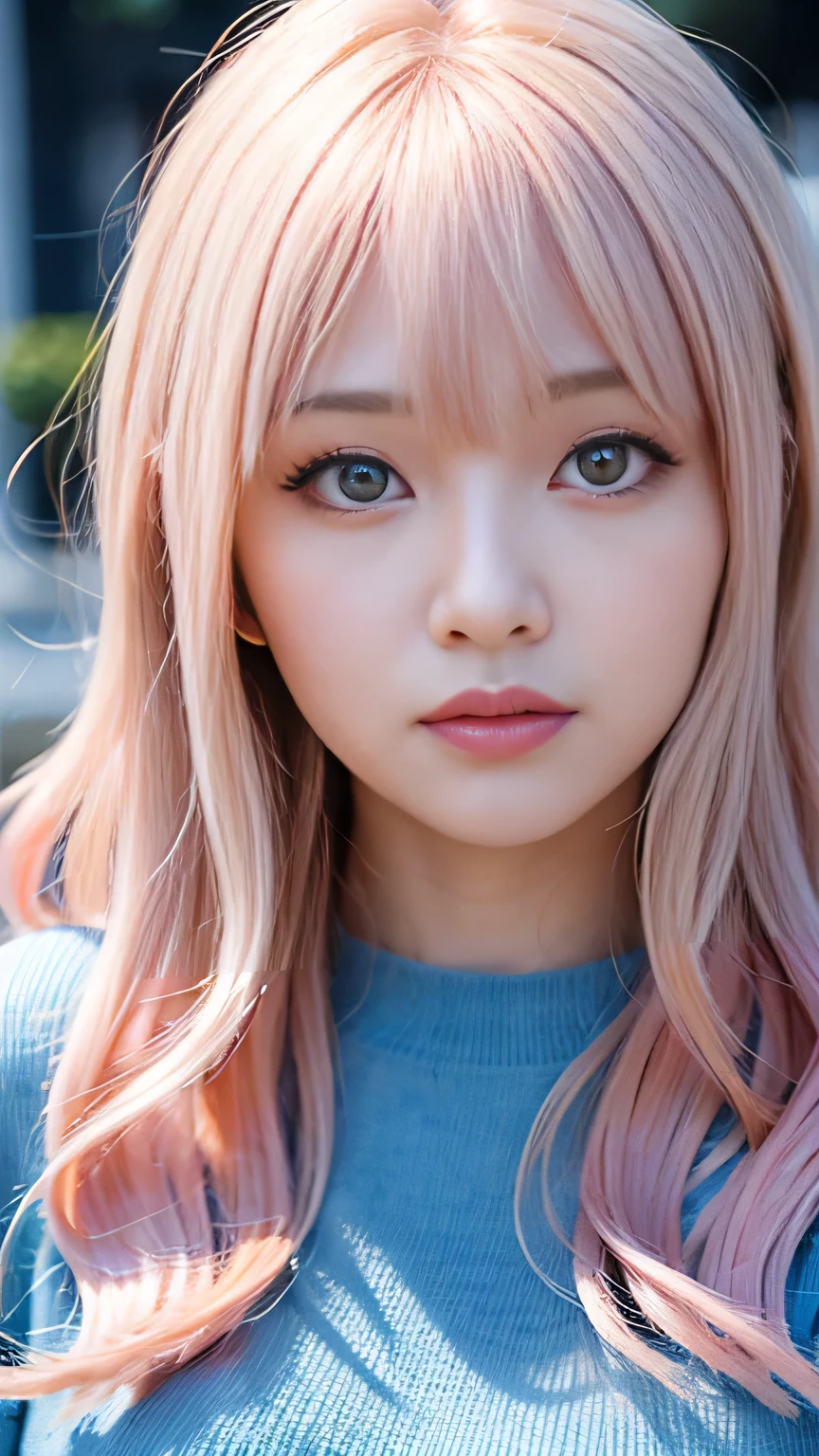 Ai Hoshino, beige pink hair, Blue Hair,Long Hair, favorite , beautiful, Shining Eyes, stars are reflected in my eyes, Idol, ２By people, 2 girls, Long pink hair