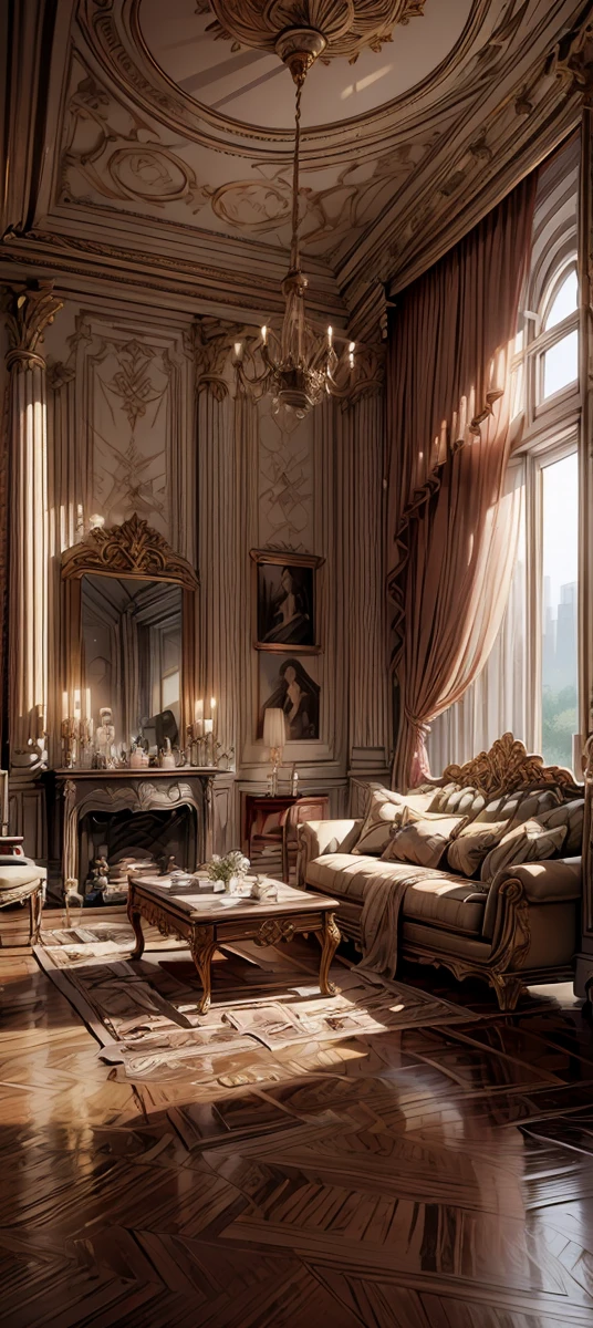 Best quality, masterpiece, ultra high res, raw photo, beautiful and aesthetic,deep shadow, dark theme,(ultra detailed:1.3), divine, royal bedroom, indoors, luxurious palace, canopy bed, full of curtains, pillows, jewelry, candlelight, queen bedrooms, pink room, neoclassical bedroom