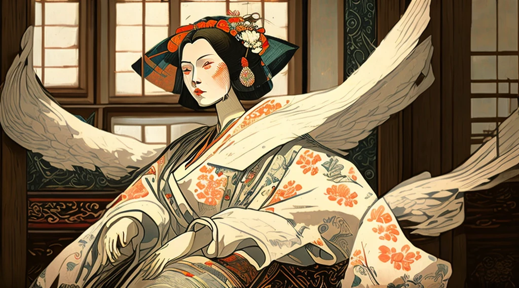 masterpiece, best quality, ukiyo-e:1.2, in eitoku style, a beautiful 20s russian model, ultra detailed face
