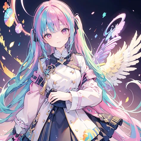 ((Archangel　Fantasy　Rainbow Hair　Make your hair rainbow-colored on the inside　Twin tails　Dull red eyes　There is a galaxy　uniform...