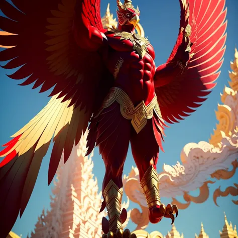 Garuda, a male anthropomorphic bird, has the appearance of a bird. The head and appearance are that of a bird. Has a bird's head...