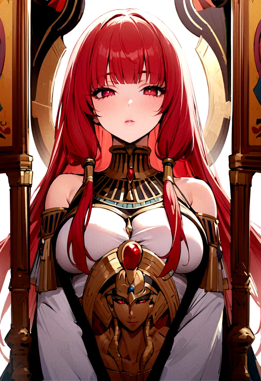 Highest quality、woman、cool、Egyptian mythology、Red hair、Red eyes、Long Hair、Delicate eyes、sexy:1.5、Abdominal muscles、Clothes that expose the belly button