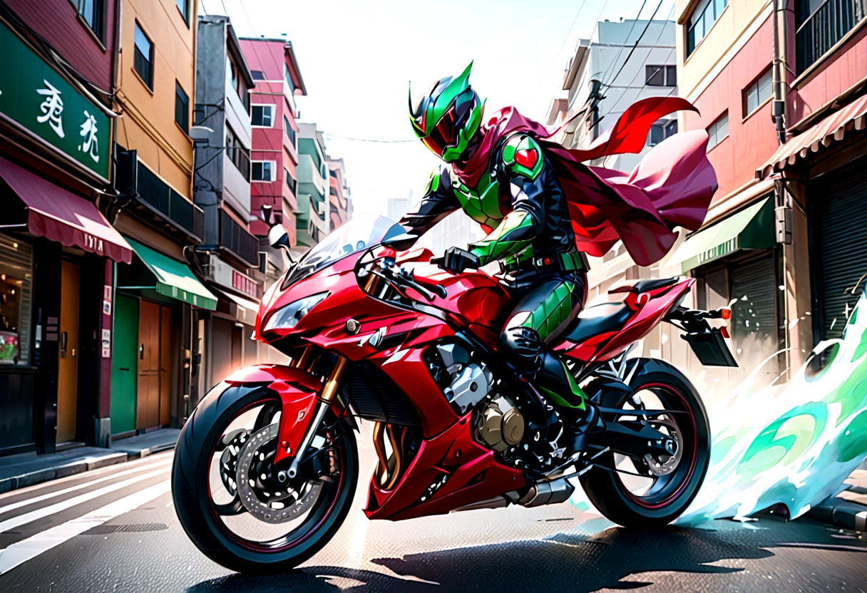 masked rider on a motorcycle