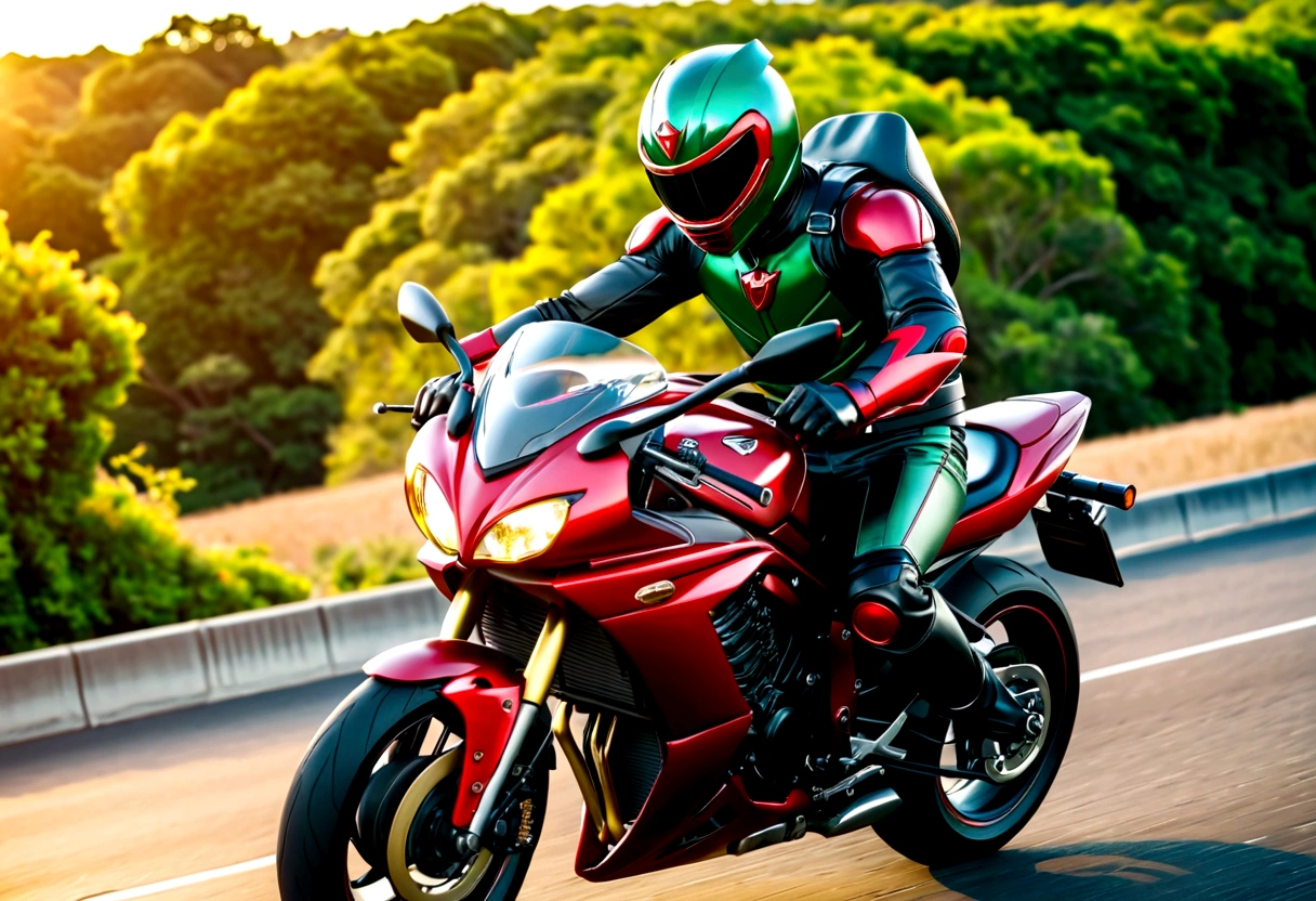 masked rider on a motorcycle