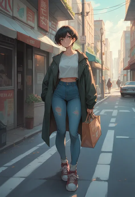 1girl, [[[medium full shot]]], bg:city street scene