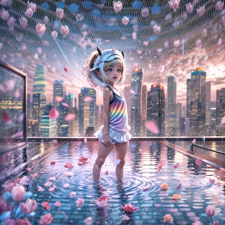 BloodRed, White in Pearly RainbowColors,ExtremelyDetailed(ProfessionalPhoto of Girl Floating in the Sky:1.37)ZoomLayer{Stunning|Mystic|GodRays|Haze}, 57th floor infinity pool in the urban forest. (Masterpiece 8K TopQuality:1.2)(ExtremelyDetailed NOGIZAKA face:1.37) ElaboratePupil with (SparklingHighlights:1.28) DoubleEyelids with Voluminous LongEyelashes PUNIPUNI RosyCheeks (Joyful Expressions LifeLike Rendering) MotionBlur  BREAK  (Acutance:0.77) PUNIPUNI Radiant Impeccable PearlSkin with Transparency White(Skinny SchoolSwimwear) {(HiddenHand)|((Corrected BabyLike Hand))} Whole Body Proportions and all limbs are Anatomically Accurate, {Carnation|Tulips|(Rose)} [FlowerWreath WrappedBody Full of Flowers Covering girl's body] {((Dazzling RainbowColorHorizon))|ColorfulSky|ColoredClouds|(Starly Particles)}(extra limbs:-1.4)(Not Detailed Face:-1.37)(Not Detailed Hand:-1.28), Drawing infinity pool reference to the rooftop of Marina Bay Sands