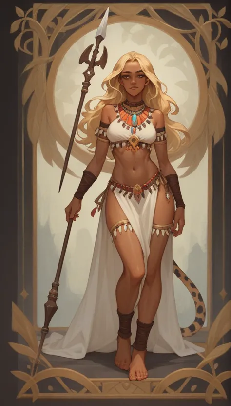 score_9, score_8_up, score_7_up, score_6_up, score_5_up, score_4_up, 
female, (cheetah:1.2), holding spear in hands, long hair, ...