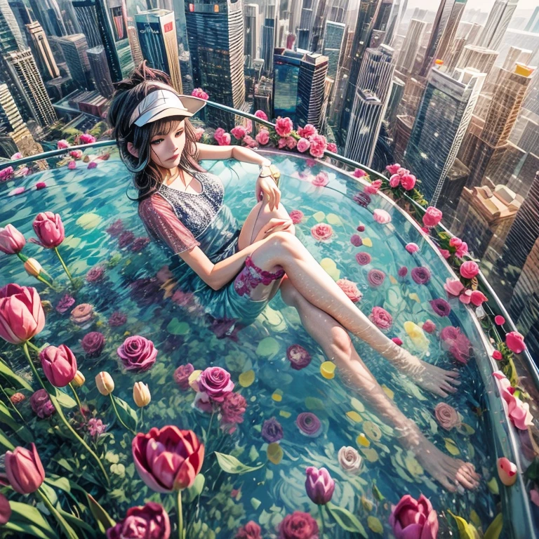 BloodRed, White in Pearly RainbowColors,ExtremelyDetailed(ProfessionalPhoto of Girl Floating in the Sky:1.37)ZoomLayer{Stunning|Mystic|GodRays|Haze}, 57th floor infinity pool in the urban forest. (Masterpiece 8K TopQuality:1.2)(ExtremelyDetailed NOGIZAKA face:1.37) ElaboratePupil with (SparklingHighlights:1.28) DoubleEyelids with Voluminous LongEyelashes PUNIPUNI RosyCheeks (Joyful Expressions LifeLike Rendering) MotionBlur  BREAK  (Acutance:0.77) PUNIPUNI Radiant Impeccable PearlSkin with Transparency White(Skinny SchoolSwimwear) {(HiddenHand)|((Corrected BabyLike Hand))} Whole Body Proportions and all limbs are Anatomically Accurate, {Carnation|Tulips|(Rose)} [FlowerWreath WrappedBody Full of Flowers Covering girl's body] {((Dazzling RainbowColorHorizon))|ColorfulSky|ColoredClouds|(Starly Particles)}(extra limbs:-1.4)(Not Detailed Face:-1.37)(Not Detailed Hand:-1.28), Drawing infinity pool reference to the rooftop of Marina Bay Sands