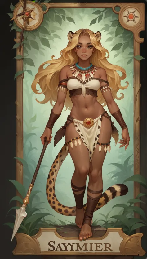 score_9, score_8_up, score_7_up, score_6_up, score_5_up, score_4_up, 
female, (cheetah:1.2), animal ears, holding spear in hands...