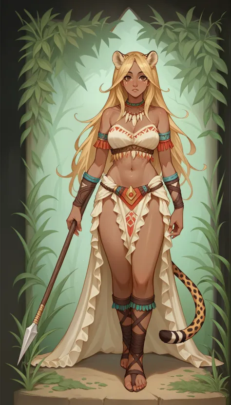 score_9, score_8_up, score_7_up, score_6_up, score_5_up, score_4_up, 
female, (cheetah:1.2), animal ears, holding spear in hands...