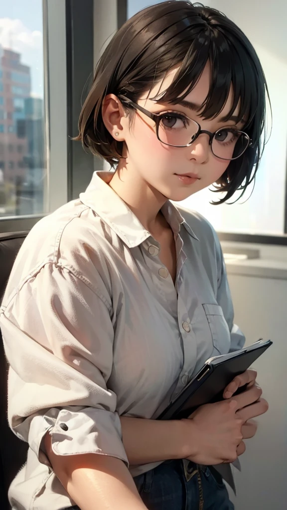 Jolie fille avec glasseasturbation