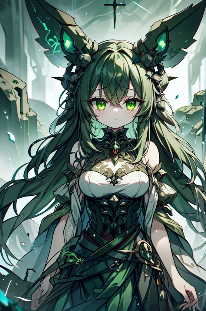 A withered, emaciated dryad stands amidst a barren wasteland, her tree-like limbs twisted and gnarled, devoid of leaves. The concept art is a detailed and haunting digital painting, capturing every intricate line and texture. Her skin is cracked and flaking, with hints of once vibrant green peeking through the decay. The background is desolate, with grey clouds swirling ominously overhead, conveying a sense of despair and desolation. The overall quality of the image is exceptional, with a stark and striking contrast between the decrepit dryad and her bleak surroundings.