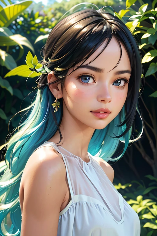 (best quality,4k,8k,highres,masterpiece:1.2),ultra-detailed,(realistic,photorealistic,photo-realistic:1.37),beautiful detailed eyes,beautiful detailed face,flowing curly hair,vibrant colors,soft lighting,dreamy atmosphere,summer garden,blooming flowers,gentle breeze,illustration,HD,studio lighting,portraits,pastel color palette,warm sunlight,airy feeling,peaceful environment,lush foliage,subtle shadows,dappled light,magical ambiance,serene mood,graceful movement,delicate petals,blurred background,elegant posture,harmonious composition,vivid hues,tranquil scene,nature-inspired,ethereal beauty,serene expression,delightful summer day