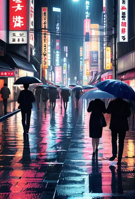 ((Masterpiece, highest quality, high resolution)), ((Very detailed CG integrated 8K wallpaper)), cityscape like Tokyo, people wa...