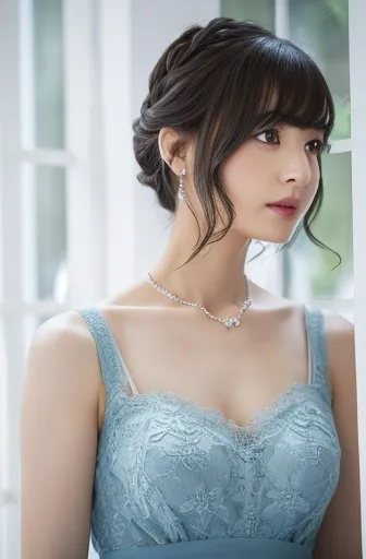 Blue lace thong&good, (((Very elegant and beautiful, Perfect detail, Very detailed))), Sakura Ayane, whole body, The most detail...