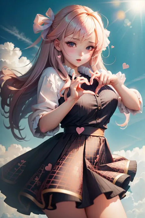 Anime girl showing a heart with her hands