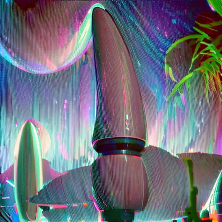 a cute woman in a sexy space suit is inspecting her rocket ship, alien forest, a tentacle monster watches from the bushes