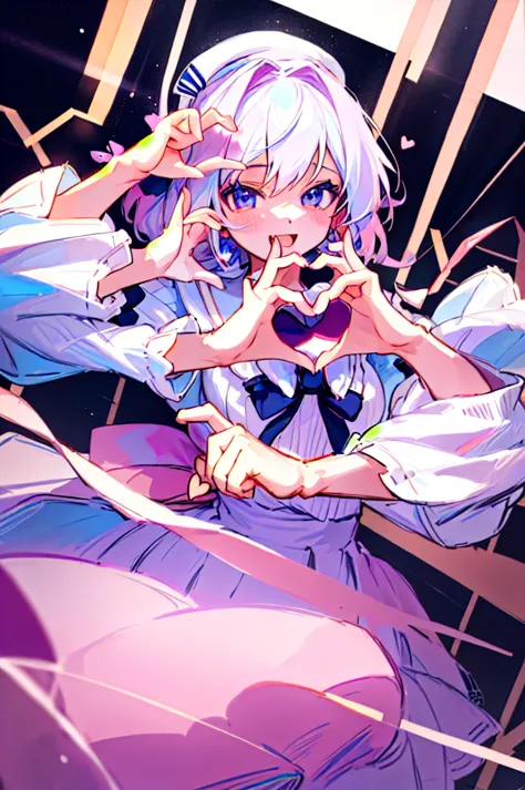 Anime girl showing a heart with her hands