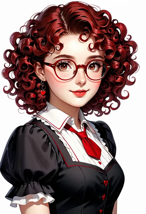 8k, ultra hd, masterpiece, (detailed), 1girl, (good face:1.4), hairstyle (color: red, length: short, curly with flowing small ri...