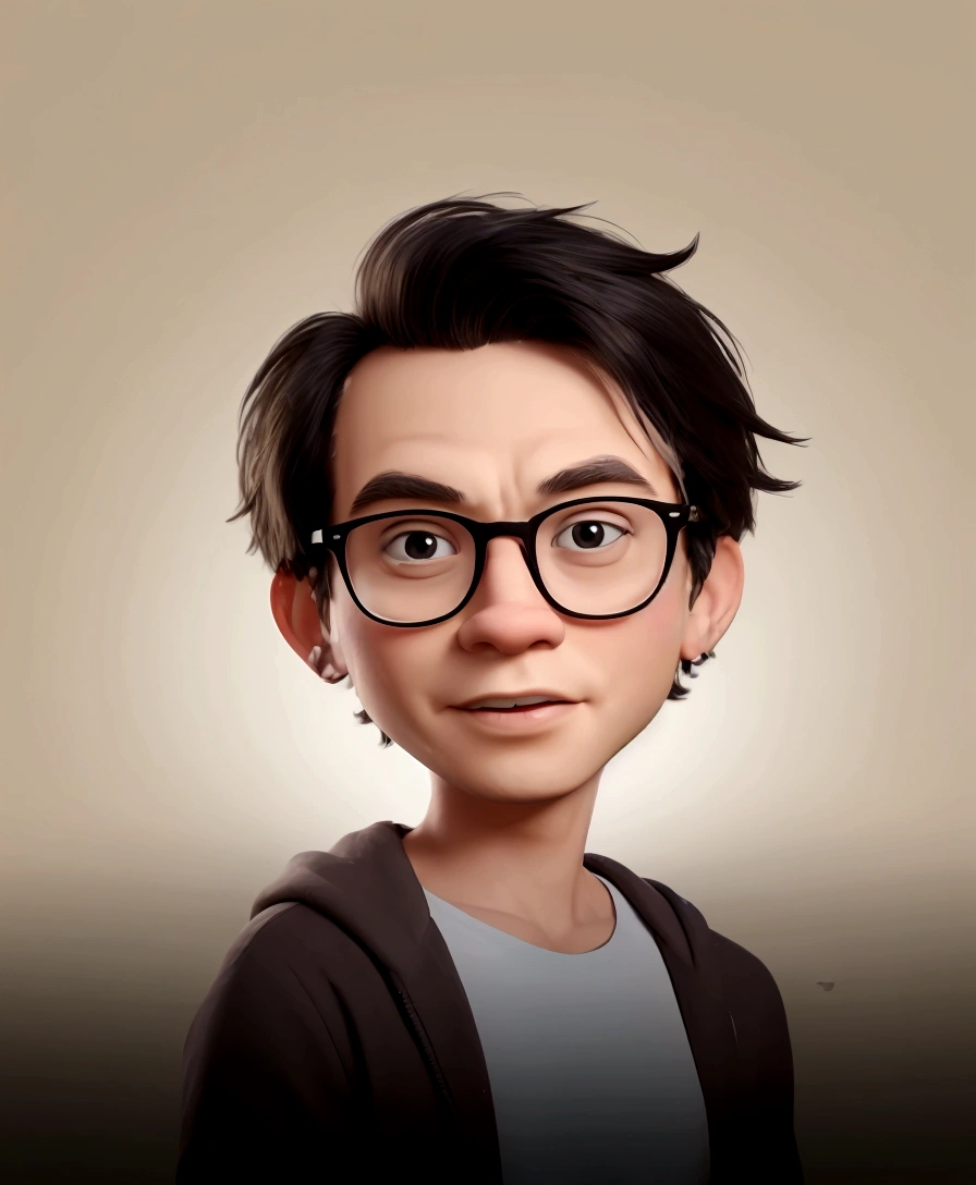 Create a 3D illustration of an animated character sitting casually on top of an "Instagram" social media logo. The character is in his 50s, wears glasses, gray hair and must wear modern casual clothes, such as a denim jacket and sneakers. The background of the image is a social media profile page with the username “alexandre_crystal” and a profile photo that matches the animated character.