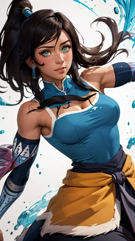 cleavage，(best quality, masterpiece, colorful, dynamic angle, highest detailed)(korra),upper body photo,fashion photography of c...