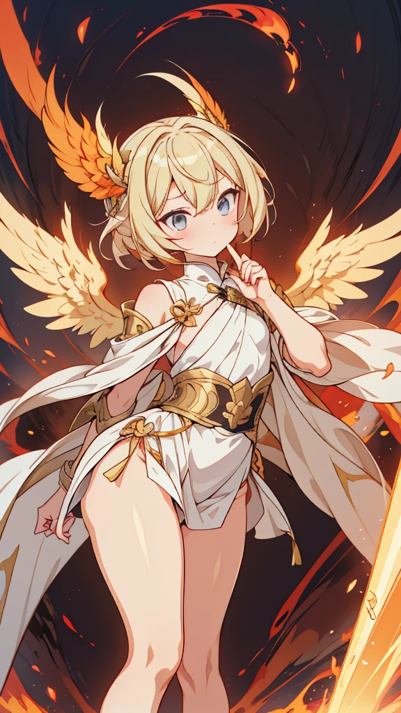 Angel boy，Cuteboy，femboy，Thick thighs，cute thigh，希腊风gown，blond，blond，高开叉gown，laurels，boy，wing，wing，boy，Poker face，cute，cute，cute，Plump thighs，Flesh，Close-up above the waist，flat chest，gown，cheongsam，Sexy cheongsam，cheongsam style，wing，wing，wing