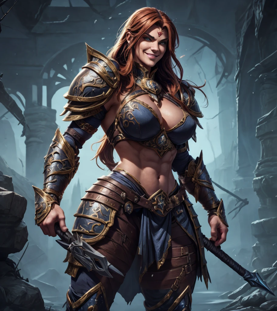 (((Imagem de personagem solo.))) (((Gere uma imagem de caractere único.))) Gere um personagem para um RPG de fantasia. Parece um feroz, sexy feminino medieval fantasia gladiador.  Parece muito imponente e sinistro.  Parece um assassino frio como pedra.  Looks like a poderoso, muscular female gladiator for Masmorras & Dragões.  Parece feroz, perigoso and deadly.   Um retrato de um único personagem, arte de fantasia, Traje de Fantasia, Atraente, muito sexy, muscular, poderoso body, músculos detalhados, jovem, mulher de 20 e poucos anos, (((Intenso, olhar sério))), voluptuoso, mulher guerreira, poderoso, perigoso, (((sorriso desprezível))), (((armadura sexy))), armadura reveladora, rosto lindo, boca sexy, Masmorras & Dragões character portrait, Detalhes intrincados, ultra detalhado, mãos extremamente detalhadas, ultra detalhado clothes, pose de combate pronto, ultra detalhado hands, obra-prima épica, ultra detalhado, Detalhes intrincados, mãos hiperdetalhadas,  premiado, arte de fantasia concept masterpiece, tendências no ArtStation, arte digital, motor irreal, 8K, ultra HD, Imagem centralizada
