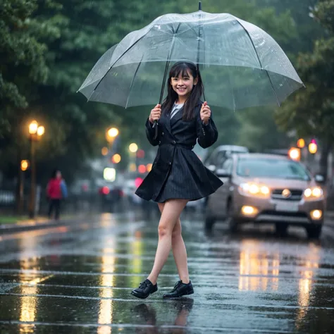 Girl dancing in the rain 