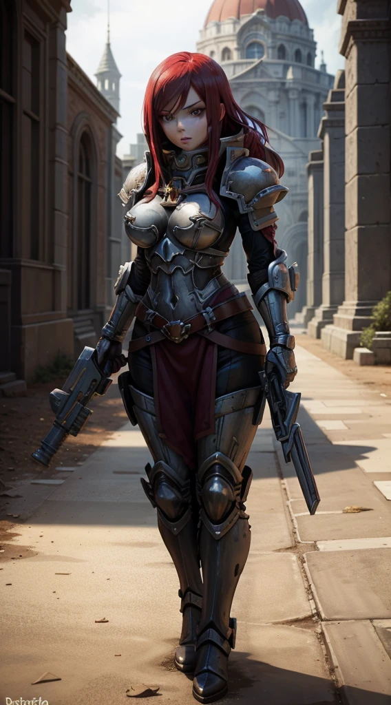 身穿 Adepta Sororitas 动力装甲的 Erza Scarlett 