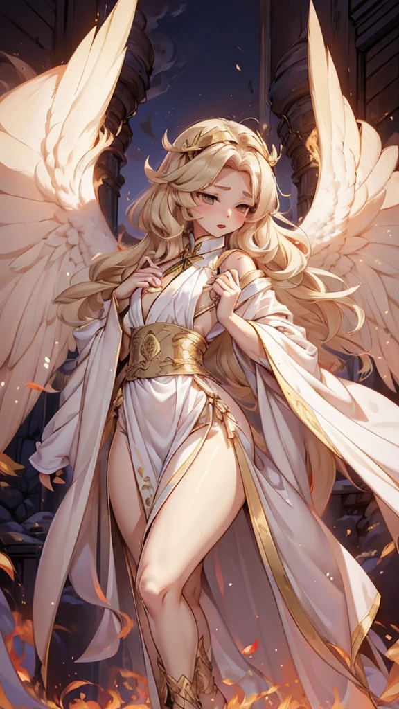 Angel boy，Cuteboy，femboy，Thick thighs，cute thigh，希腊风gown，blond，blond，高开叉gown，laurels，boy，wing，wing，boy，cute，cute，cute，Plump thighs，Flesh，Close-up above the waist，flat chest，gown，cheongsam，Sexy cheongsam，cheongsam style，wing，wing，wing，gown下摆，Long hem