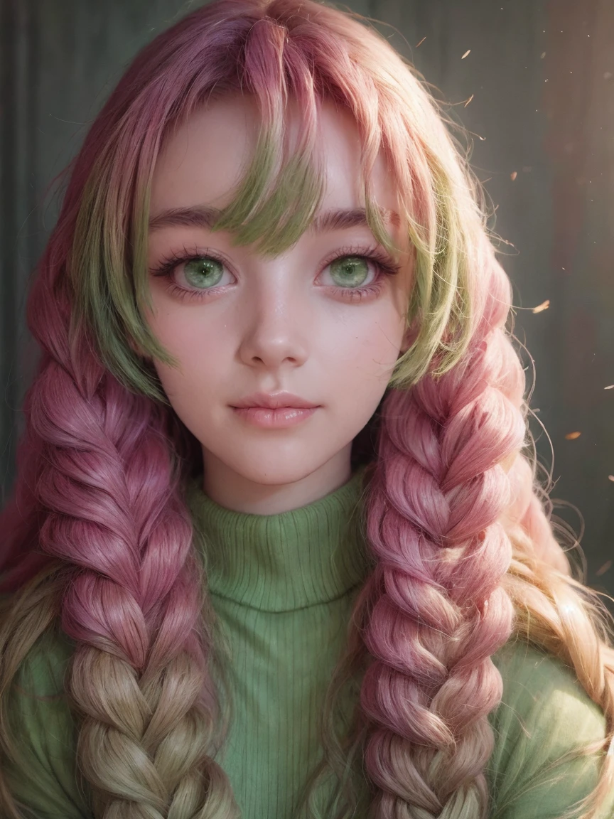 Green eyes, close-up of a person with long pink hair and green scarf, beautiful anime portrait, detailed digital anime art, anime girl with long hair, anime style portrait, detailed portrait of anime girl, beautiful anime art style, detailed anime character art, clean detailed anime art, high quality anime art style, anime girl portrait, beautiful anime girl, cute anime girl portrait