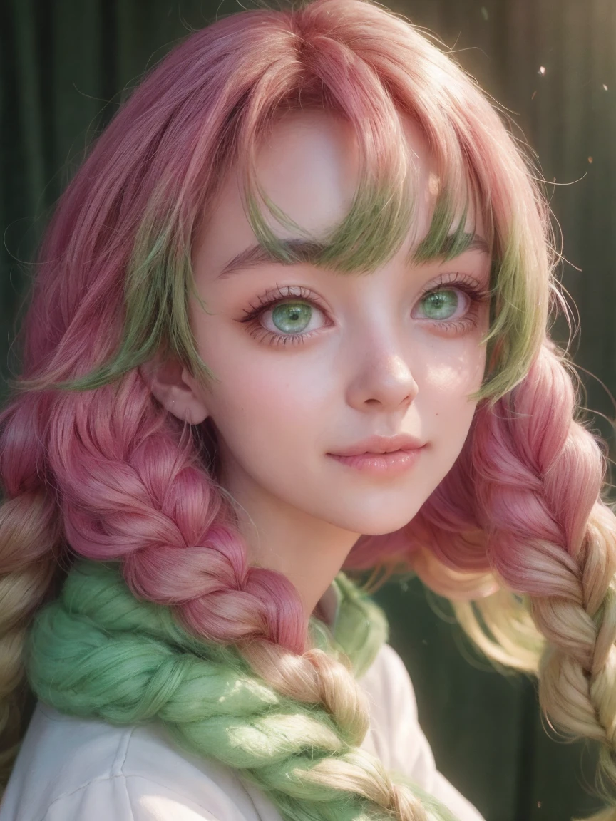 Green eyes, close-up of a person with long pink hair and green scarf, beautiful anime portrait, detailed digital anime art, anime girl with long hair, anime style portrait, detailed portrait of anime girl, beautiful anime art style, detailed anime character art, clean detailed anime art, high quality anime art style, anime girl portrait, beautiful anime girl, cute anime girl portrait