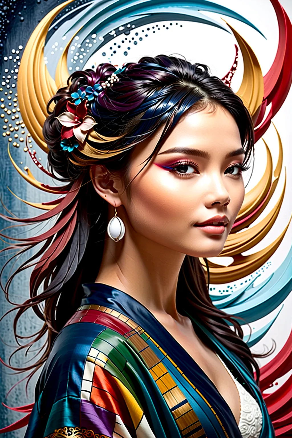Side view of an Asian woman&#39;face(Thai style)I&#39;m feeling sad because I&#39;Iผิดหวังกับบางสิ่งบางอย่าง..,Line art - black ...