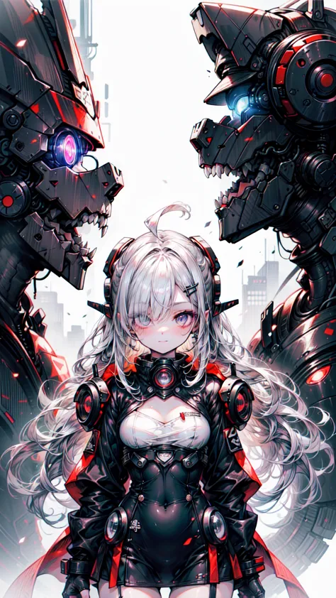 (One Girl)、(beauty)、(Gray Hair)、(30 years old)、(Best image quality)、(8K quality)、(cyber punk)、(Tabletop)、 (Flickering Light)、(cy...