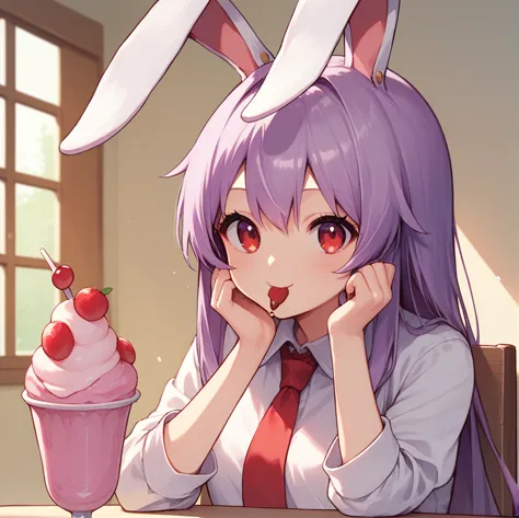 score_9, score_8_up, score_8, score_9, 1 girl,  source_anime,  reisen udongein inaba, purple hair, red eyes, rabbit ears, rabbit...