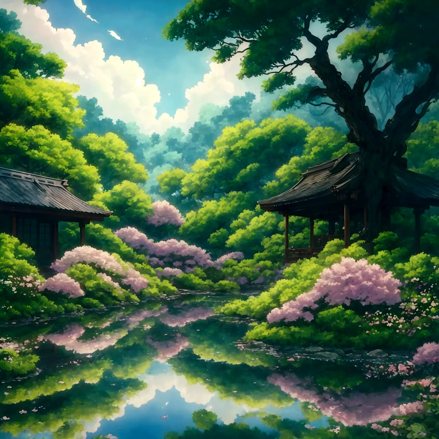 flower園,flower畑,surreal illustration , otherworldly, ,highly detailed and magical lighting, intricate forest details, surroundin...