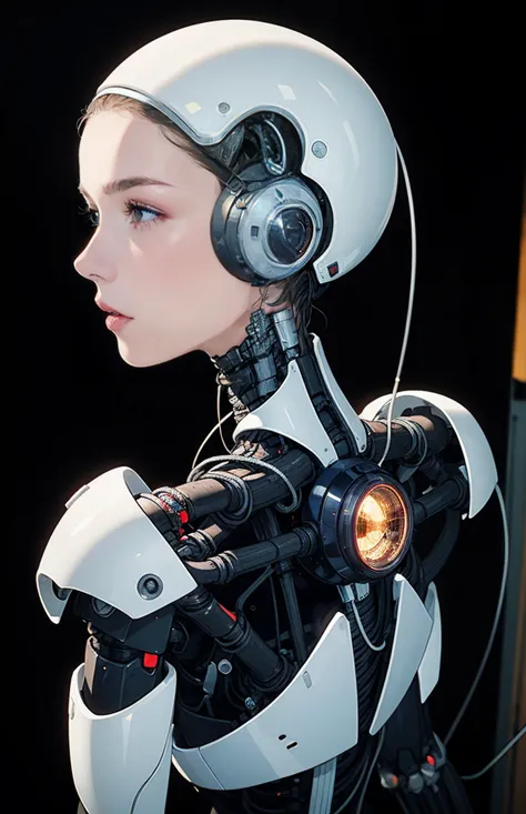 Complex 3D rendering、Beautiful porcelain profile female android face ultra detailed, cyborg, robotic paRts, 150mm, Beautiful stu...