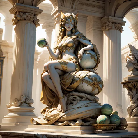 creating an 8k uhd digital image of the majestic hera marbles. the sculpture shows hera&#39;s majesty and majestic expression., ...