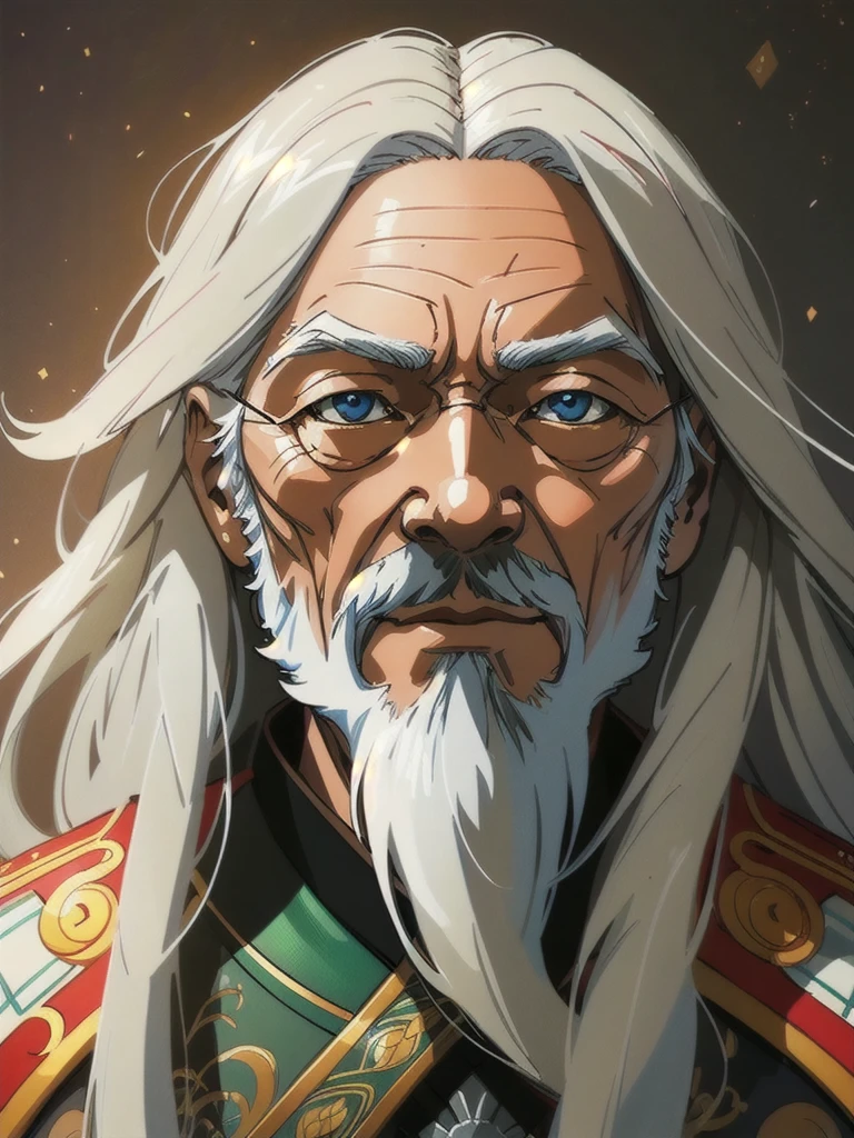 1位老人,動漫版,full long white hair highly 錯綜複雜 detailed, 光影效果, 錯綜複雜, 非常詳細, 數位繪畫, 藝術站, 概念藝術, 光滑的, 銳利的焦點, 插圖, 先進的數位動漫藝術, 氣氛照明, 詳細的臉, 8k, 總部, 藝術站, 作者：新海誠, 劉士丹利, 沃洛普, 羅斯抽獎”