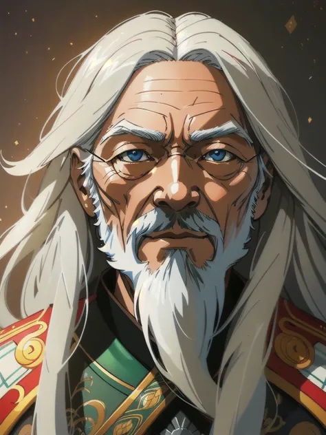 1 old man,anime version,full long white hair highly intricate detailed, light and shadow effects, intricate, highly detailed, di...