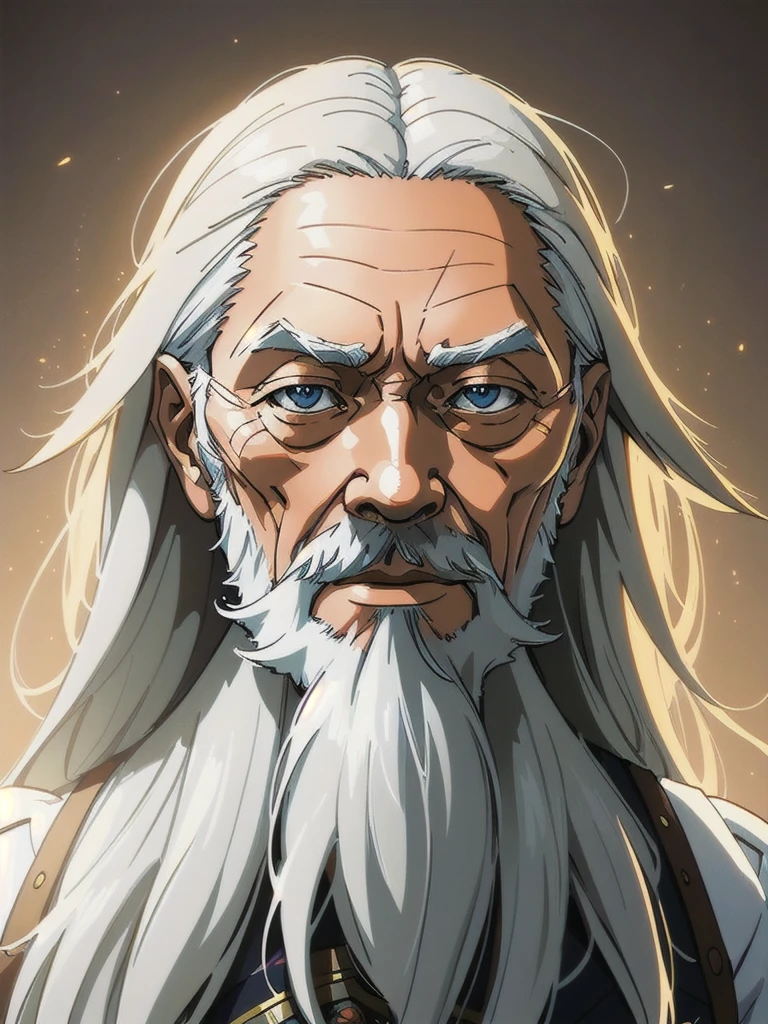 1位老人,動漫版,full long white hair highly 錯綜複雜 detailed, 光影效果, 錯綜複雜, 非常詳細, 數位繪畫, 藝術站, 概念藝術, 光滑的, 銳利的焦點, 插圖, 先進的數位動漫藝術, 氣氛照明, 詳細的臉, 8k, 總部, 藝術站, 作者：新海誠, 劉士丹利, 沃洛普, 羅斯抽獎”