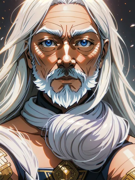 1 old man,anime version,full long white hair highly intricate detailed, light and shadow effects, intricate, highly detailed, di...