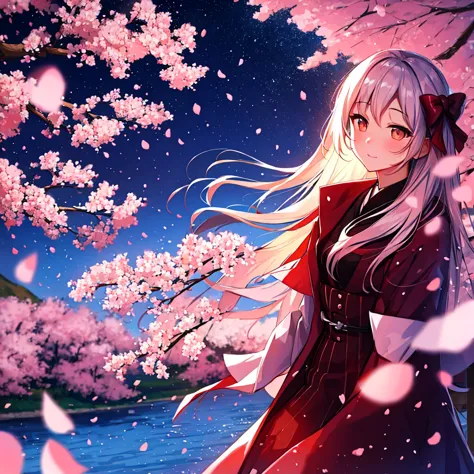 to you, cherry blossoms at night