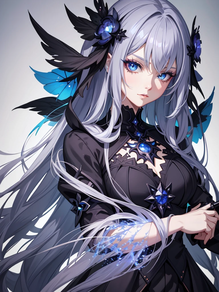 Anime girl with blue eyes and gothic makeup, Detailed digital anime art, Guviz-style artwork, Stunning anime face portrait, wlop rossdraws, 8K high quality detailed art, 4k highly detailed digital art, detailed matte fantasy portrait, rossdraws portrait, Guweiz on ArtStation Pixiv, Fantasy art style, Fanart Meilleure ArtStation，Tattoo removal