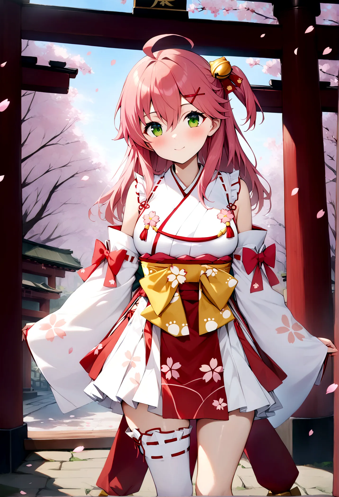 ((masterpiece,highest quality)),one girl, cherry blossoms, day, flower, kimono, view your viewers, recall, outdoor, are standing...