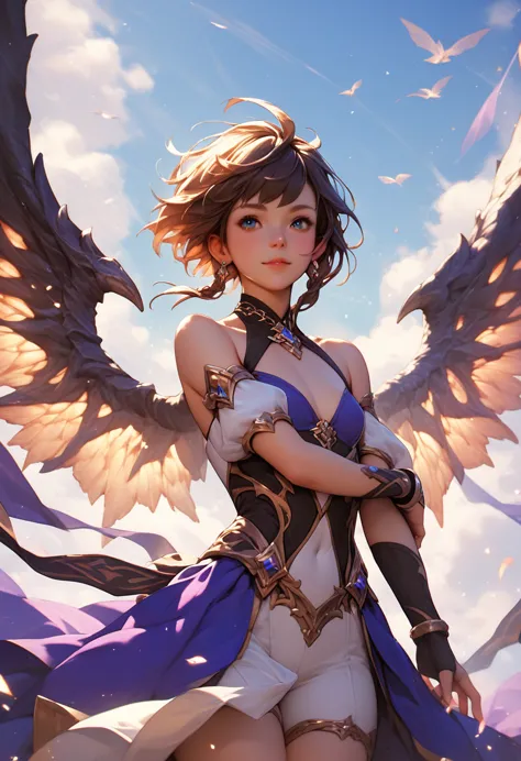 a young beautiful, powerful female mage with gorgeous long dark color dress fantasy style. Delete wings. make her hair longer 
