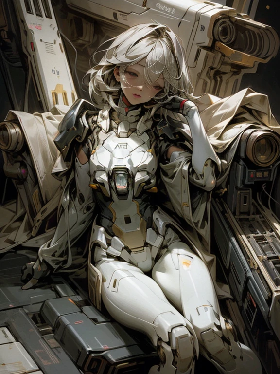 Robot femenino arafed sentado en una nave espacial de ciencia ficción mirando a la cámara, (((only one person))), (((only one face))), inside the cockpit, precision equipment, Very beautiful face, detailed face, very beautiful eyes, detailed eyes, a beautiful woman in a Gundam pilot suit sitting in the cockpit, movie scene, 8K quality, (((whole body))), (masterpiece), realistic, young and cute one anime woman, beautiful face, sunshine, cinematic light, one beautiful woman, beautiful dark eyes, milk beige medium hair , perfect anatomy, so cute, princess eyes, (black eyes), intermediate image, style, bioluminescence, life-size 8 sizes, 8k resolution, human hand, strange perfection, elegant, near-perfect, dynamic, Highly detailed character sheets, concept art, smooth placement, stunningly beautiful 20s girls, detailed hairstyles, (((Determination-filled dignified eyes))), (((A lot of instruments emitting a faint light in front of the girl)))