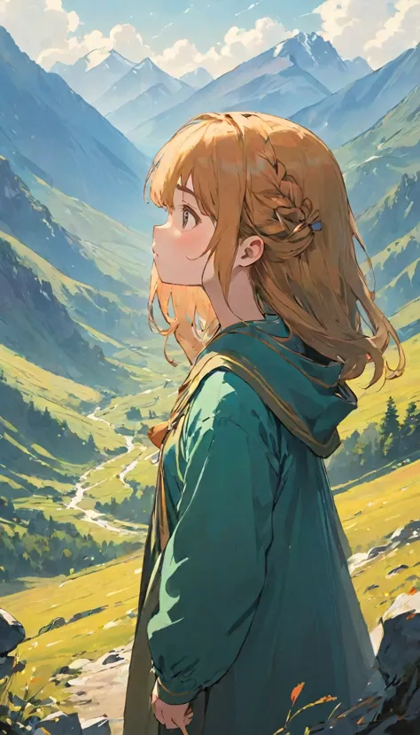 Highest quality, Absurd, Very detailed, In the mountains_this, 1 Girl, alone_concentrate,  Let your hair down